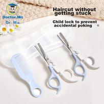 DOCTOR MA Children's Haircut Scissors, Baby Hair Trimmer, Infant Safety Haircut Tool, Bangs Thinning Set, Blue And White