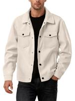 Men Corduroy Trucker Jacket Point Collar Button Snap Front Dual Chest Flap Pockets Side Pockets Vertical‑Rib Corduroy Casual Vintage Shacket Outerwear L gray