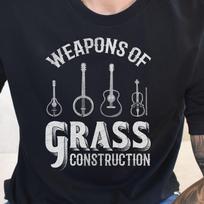 Funny Bluegrass Shirt for Country Music Fans, Banjo Player Gift, Weapons of Grass Construction, Country Music Tee 110 gray