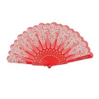 Vintage Folding Fan with Carved Plastic Ribs for Weddings and Parties beige
