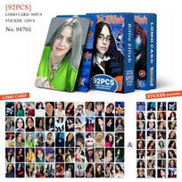 2026 Nauji 92 vnt. Billie Eilish Europos ir Amerikos stiliaus mini įžymybių nuotraukų kortelės, Gerbėjų kolekcinės kortelės, Atvirukai LOMO kortelės black