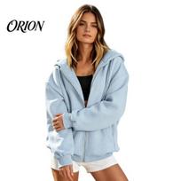 Fall Winter Hoodie Zip-Up Hoodies for Women, Loose Fit Drawstring Hooded Jacket with Casual Sweatshirts Pocket, Long Sleeve Coat Lightweight Women M gray