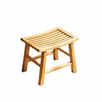 Low Stool Bamboo Wood Tabouret with Ventilated Slatted Top for Bathroom Compact