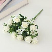 4 puokštės Dirbtinių gėlių puokštė Chrizantemų rožių žalių lapų gėlių puokštės vazų išdėstymui Mini rožių vestuvės namų biuro dekoras