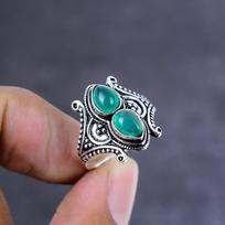Green Onyx Handmade 925 Sterling Silver Jewelry Ring Size 6 Gift For Her E1w07 gray