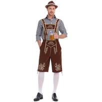 Vyriškas Miuncheno Oktoberfest kostiumas: Vokiškas marškinėlis, kombinezonas ir kepurė trijų dalių rinkinys XL brown