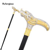 Golden White Dragon Head Walking Cane Fashion Decorative Steel Stick Gentleman Elegant Cosplay Cane Knob Crosier Cane 94cm beige