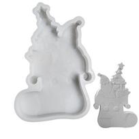 Christmas Stocking Silicone Mould Chocolate Fondant Silicone Mould with Christmas Tree Santa Pattern for Epoxy Resin 1 white