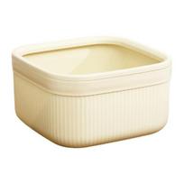 Garbage Can Plastic Desktop Trash Bin Large Capacity Wear-Resistant Trash Can for Office Bathroom Kitchen A beige