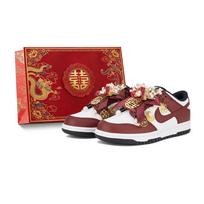Nike Dunk Box, Wedding Shoes Cow Leather Slip Resistant Abrasion Resistant Low top Skateboard Shoes Unisex Red hf5441-100(Team2070-) 39 red