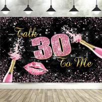 Rose Gold 30th Birthday Banner Photography Backdrop Picture, Women's Shining 30th Birthday Party Decoration Photography Backdrop Vinyl 100X75cm