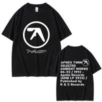 Aphex Twin Selected Ambient Works Marškinėliai Unisex Unisex Elektroninės Muzikos Oversized Trumpomis Rankovėmis Vintage Hip Hop Unisex Marškinėlis Y2k S black