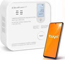 Qoltec Certyfikowany bezprzewodowy Czujnik tlenku węgla (czadu) z baterią | detektor CO | TUYA | Wi-fi | żywotność sensora 10 lat | alarm 85dB | LED