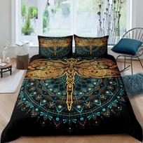 Bohemiškas skraidantis laumžirgis patalynės užvalkalų komplektas Karališko dydžio Mandala Paisley patalynės komplektas Violetinės spalvos dažytas kaklu ir kaklaraiščiu irkizantis Hipis Poliesterio antklodės užvalkalas 135x200cm black