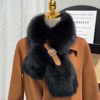 Moterų skarelės Nauja madinga moteriška kaklo mova Šilta ir pastorinta skara Dirbtinio lapės kailio Aukščiausios klasės ir elegantiškas chokeris Fox fur black