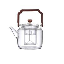 High-capacity High Borosilicate Glass Teapot Thickened Filter Integrated Steaming and Boiling Teapot Home Kung Fu Tea Set white