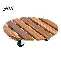 Rolling Stand for Heavy Gallon Basins Round Wood Plant Caddy with Wheels, Duty Stable Dolly Farm Casters, Movable Flower Pot Indoor Outdoor S beige
