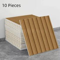 10PCS Removable Wood Grain Wall Tiles Realistic Texture Self Adhesive Wallpaper  Living Room Style C