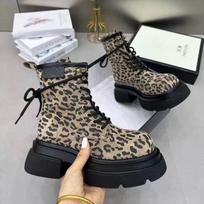 Vintage Leopard Print Women Boots Round Toe Women's Boots Casual Shoes  Fashion Woman Boots Mid Heel Botas Femininas 39 gray