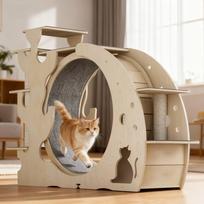 High-quality Luxury Classic Cartoon Modern Wood Multifunctional Smart Automatic Cat Treadmill Running Wheel Interactive Toy Large Cat Treadmill
