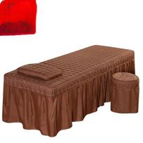 Beauty bed cover three-piece set: stool cover and pillowcase 70X190 brown