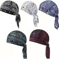 Breathable Sweat Wicking Skull Cap Cooling Helmet Liner Head Wrap Paisley Bandana Hat for Men Women Cycling Running Fashion Cap gray