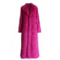 Prabangus ilgas dirbtinio kailio paltas moterims, žiemos, elegantiškas, oversized viršutinis drabužis, be gobtuvo, klasikinis, vienspalvis pink
