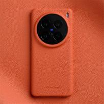 Melkco 100% Genuine Leather Case For Vivo X100 X200 Ultra Pro Mini Case With camera protection Premium Luxury Cowhide Cover For Vivo X200 Ultra oranžinė