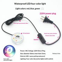 1 vnt. DC vandeniui atsparus apvalus LED šviestuvas su USB, spalvotas apšvietimas, su skylute akvariumo, baseino, sodo dekoravimui as the picture white
