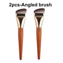 2pcs Ultra Thin Foundation Brush Wooden Handle Face Contour Brush Flat Contour Brush Blending Foundation Cream Makeup Brushes