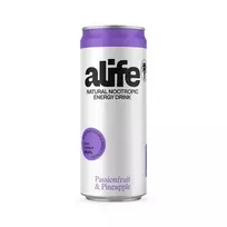 Pasiflorų ir ananasų skonio gazuotas natūralus energinis gėrimas ALIFE, 330 ml