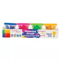 Modelino plastilino rinkinys 4 spalvos šviečia tamsoje GENIO KIDS