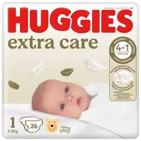 Sauskelnės HUGGIES EXTRA CARE, 1 dydis ( 3-5 kg) Newborn, 26 vnt