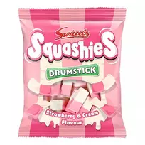 Kramtomi saldainiai SQUASHIES DRUMSTICK STRAWBERRY AND CREAM, 120 g