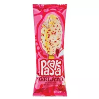 Vaniliniai grietininiai ledai su aviečių įdaru ir jogurtiniu glaistu su aviečių gabaliukais PASAKA GELATO, 82 g