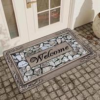 Vintage Welcome Patterned Area Rug Artistic Stone Wood Print Carpet Soft Non Slip Floor Mat For Entryway Doorway Home Decor 50X80CM