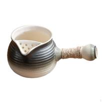 Ceramic Teapot Porcelain Tea Pot Maker Kettle with Rope Wrapped Handle for Household Style F 650ML brown