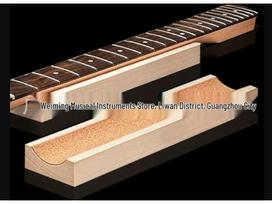 Elektrinės ir akustinės gitaros: Kaklas, Grifas, Įspausti Fret'ai, Inkrustacijos, Kaklo atrama brown