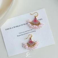 Temperament Fan Crystal Fringed Earrings Handmade Bohemian Ear Hooks Premium Ethnic Earrings