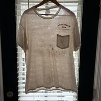 Vintage Super Thrashed Distressed Worn Zombie WIP Work Men's Size L Unisex T-Shirt L gray