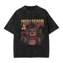 FNAF Pas Fredį Išskalbti Marškinėliai Vyrams Gatvės Stiliaus Laisvalaikio Marškinėliai Vasaros Apvalia Kaklo Madingi Marškinėliai Dizainas Per dydžio Drabužiai S black