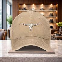 A Fashionable Baseball Cap Showcasing a LongHorned Skull Motif Ideal for Everyone This Premium Adaptable Cap Is Great for Re 1pc black