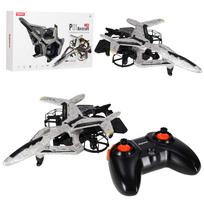 RC dronas su automatiniu pakilimu ir nusileidimu bei aukščio palaikymu, pilkas–juodas su geltonais elementais, 23 × 14,7 × 5 cm