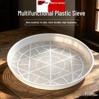 Round Plastic Sieve for Gardening, Soil Sifting, Cement Filtering, and Grain Sorting 52 cm round hole 3 mm plastic sieve gray