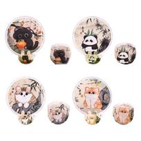 4Pcs Round Foldable Hand Fan,Handheld Round Folding Fan Cats Handheld Fan Foldable Cooling Fan for Travel,Event 1 white