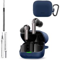 Silikoninis dėklas, apsauginis dangtelis, skirtas EarFun Air Pro 4+, Minkštas silikoninis dėklas, apsauginis dangtelis, skirtas EarFun Air Pro 4 Plus, su raktų pakabuku, Plaunamas ir atsparus prakaitui, Pilnas mėlyna