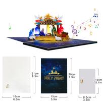 Muzikinė Kalėdinė Kortelė, 3D Pop-Up Kalėdinė Kortelė su Muzika ir Šviesa