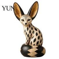 Decorative Resin Wildlife Art Fox Figurine Sitting Resting Pose, Wood Carved Style Animal Statue, Cute Figures for Bedroom Desktop Home Office Decor, black