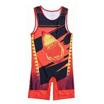 All-Over Sublimation Wrestling Singlet Mens Short Sleeve Gym Training Suit Unisex Adult Sportswear XXXS red