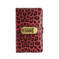 Password Lock Cash Budget Planner Pockets Leopard print Encrypted Money Book  Coin Saving raudona